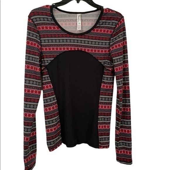 Kyodon Snowflake Winter Fair Isle Long Sleeve Athletic Shirt Xs‎  Thumbholes - Picture 1 of 8